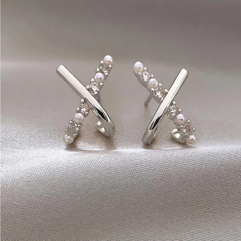 Silver Cross Stud Earrings